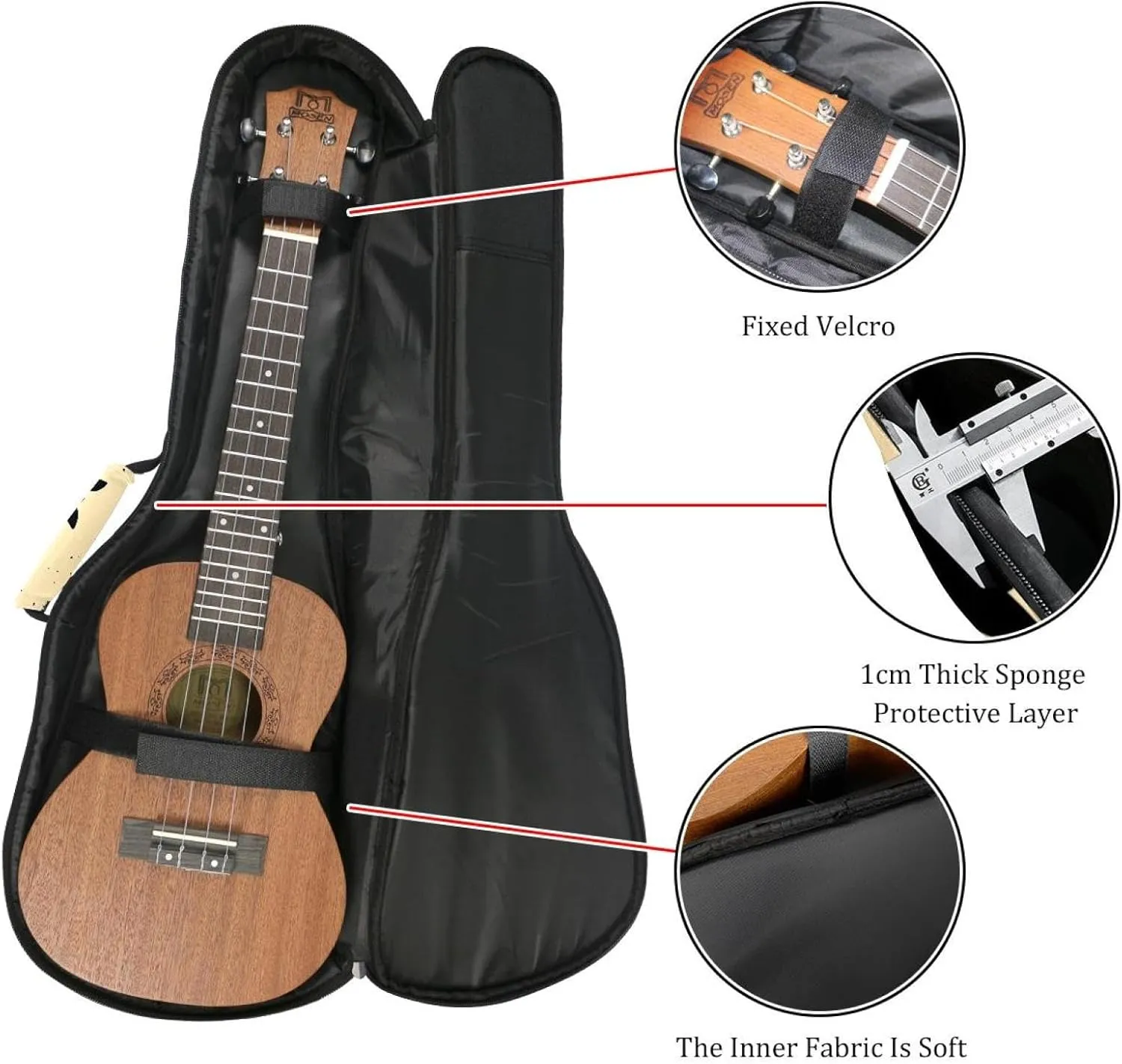 23 Inch Concert Ukulele Case Silhouette of Deer Standing on Meadow in Forrest Ukulele Padded Bag with Storage and Shoulder Straps