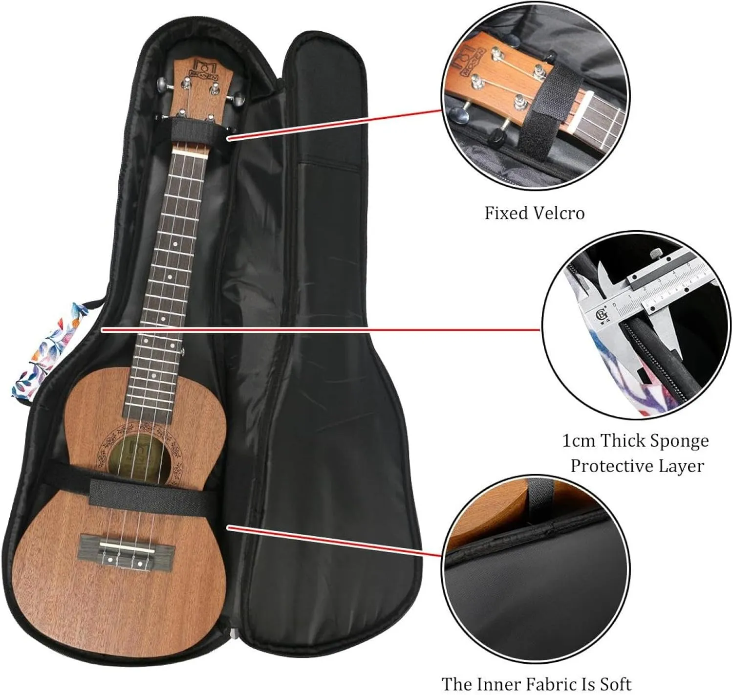 23 Inch Concert Ukulele Case Watercolor Fragrant Herbs Ukulele Padded Bag with Storage and Shoulder Straps