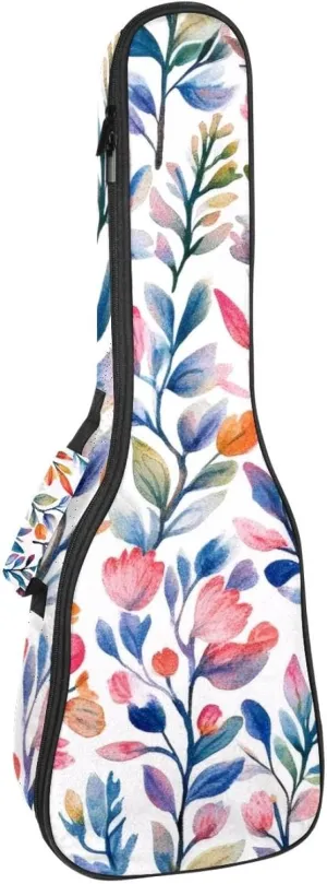 23 Inch Concert Ukulele Case Watercolor Fragrant Herbs Ukulele Padded Bag with Storage and Shoulder Straps