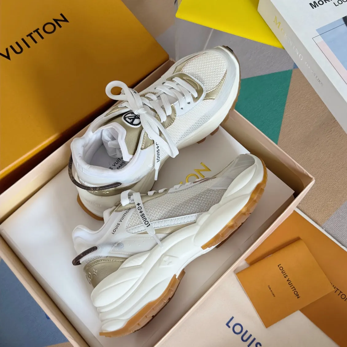 55 Gold Risk-free returns Mix Sneaker Run Vuitton Mesh Functional design White Louis 55mm Fabric Polyester