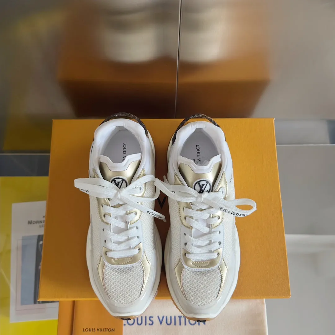 55 Gold Risk-free returns Mix Sneaker Run Vuitton Mesh Functional design White Louis 55mm Fabric Polyester