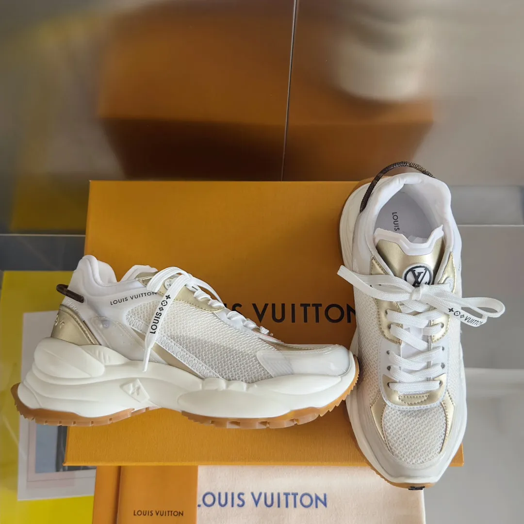55 Gold Risk-free returns Mix Sneaker Run Vuitton Mesh Functional design White Louis 55mm Fabric Polyester