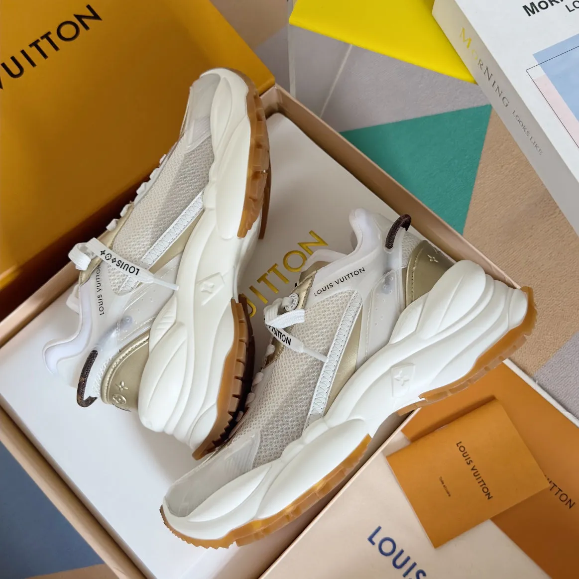 55 Gold Risk-free returns Mix Sneaker Run Vuitton Mesh Functional design White Louis 55mm Fabric Polyester