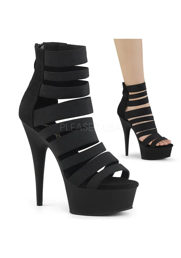 6" Heel, 1 3/4" PF Strappy Sandal, Back Zip