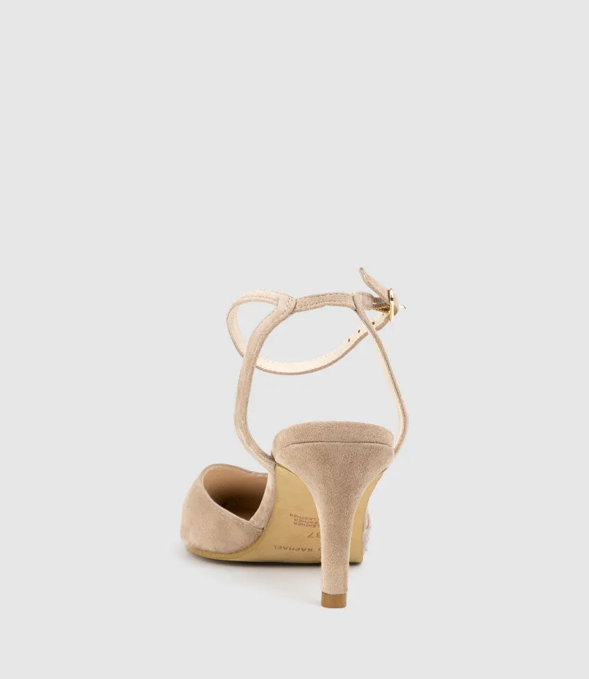 ADDISON75 Dorsay Pump in Nude Suede