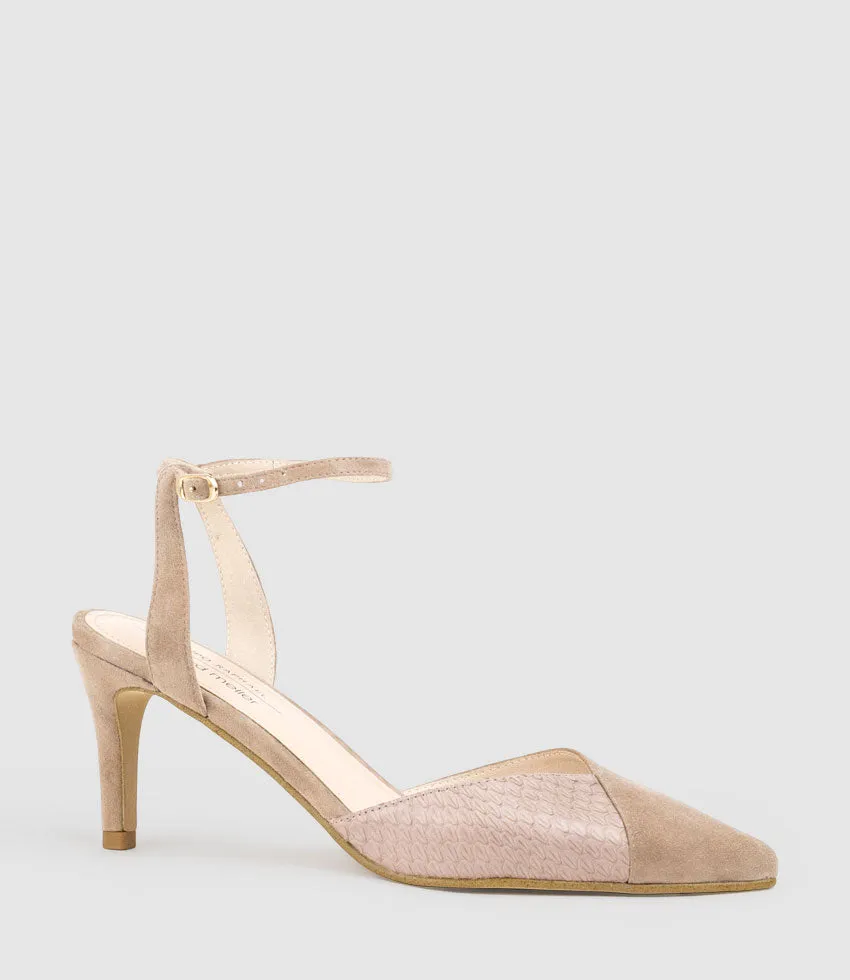 ADDISON75 Dorsay Pump in Nude Suede