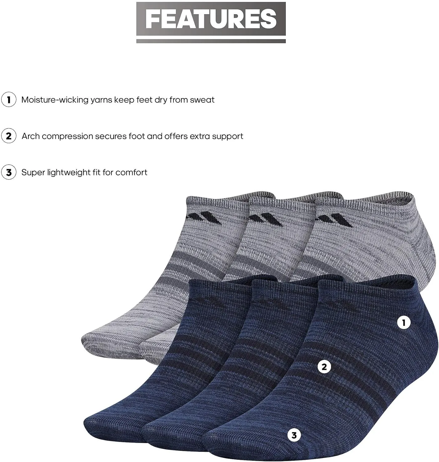 adidas Women's Superlite Super No Show Socks (6-pair)