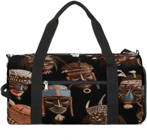 African Ritual Ethnic Tribal Barrel Gym Bags for Men And Women, Duffle Bag for Travel Sports Bag Camping Weekend Carry on Overnight Duffel Bag with Shoulder Strap