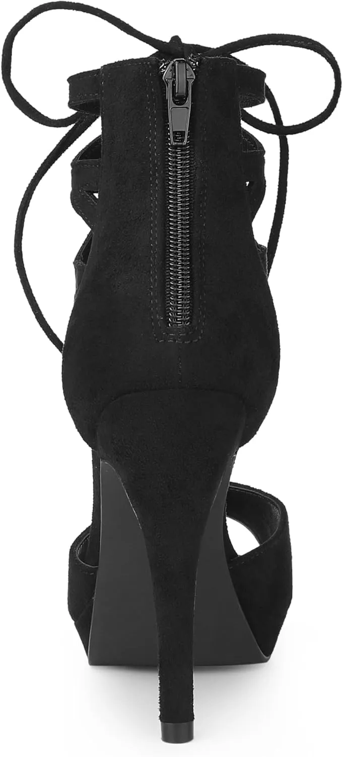 Allegra K Women's Platform Gladiator Strappy Open Toe Stiletto High Heel Sandals
