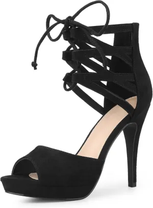 Allegra K Women's Platform Gladiator Strappy Open Toe Stiletto High Heel Sandals