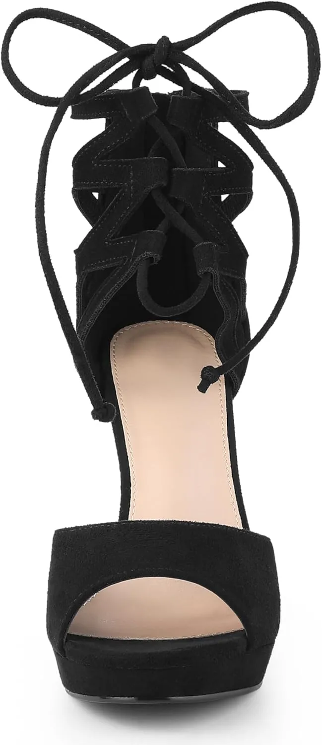 Allegra K Women's Platform Gladiator Strappy Open Toe Stiletto High Heel Sandals