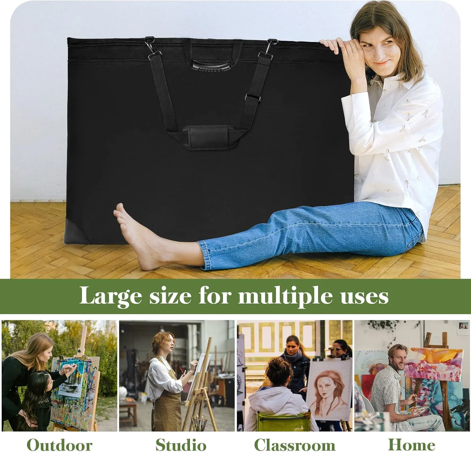 Alpinista Art Portfolio Case, 24 x 36 inches Waterproof Art Work Portfolio Bag with Detachable Shoulder Strap for Artwork Organization