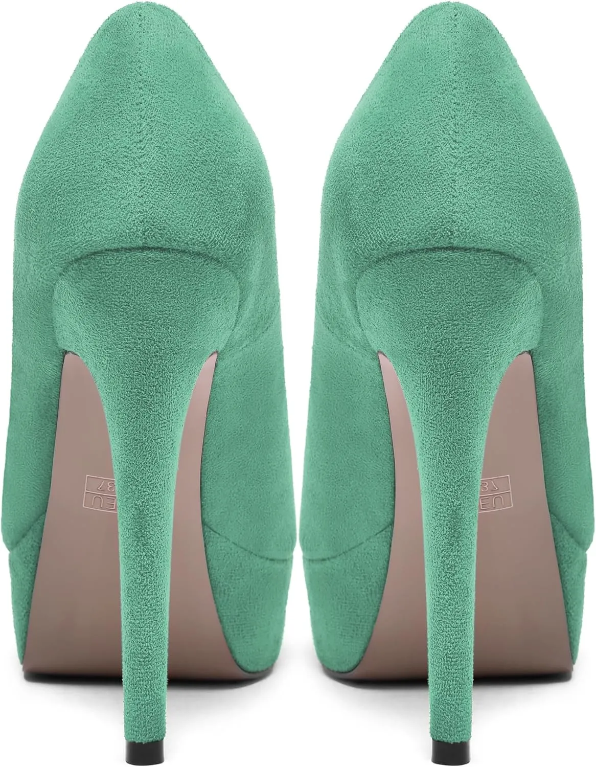 AMBELIGHT Womens Dress Wedding Slip On Suede Solid Platform Peep Toe Stiletto High Heel Pumps Shoes 5 Inch