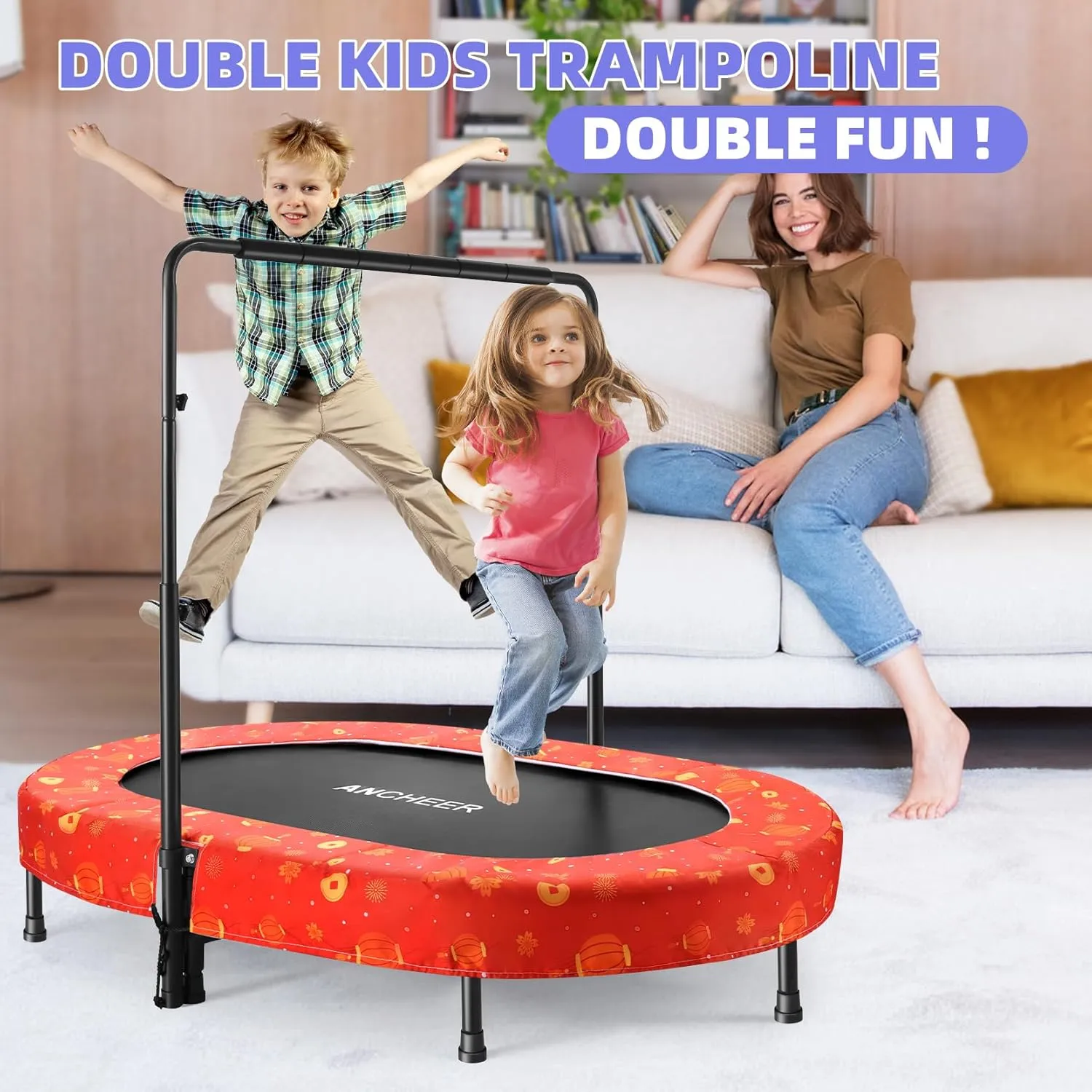 ANCHEER Trampoline for Kids, Toddler Trampoline with Handle, Child Small Rebounder for Indoor and Outdoor Use, 220 lbs Weight Capacity