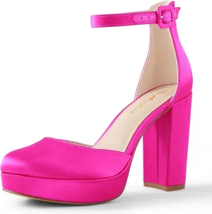 Ankis Black Platform Closed Toe Heels for Women, Womens Heels Closed Round Toe Chunky Block Pumps Shoes, 4 Inch