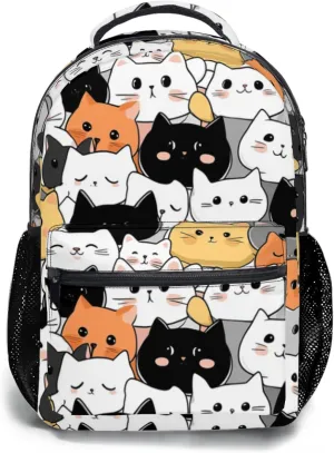 aportt Cute Cat Print Kids Backpack for School Casual Daypack Backpacks Animal Lightweight Book Bag colorful Cat Shoulder Bag for Boys Girls Students Travel Camping Outdoor