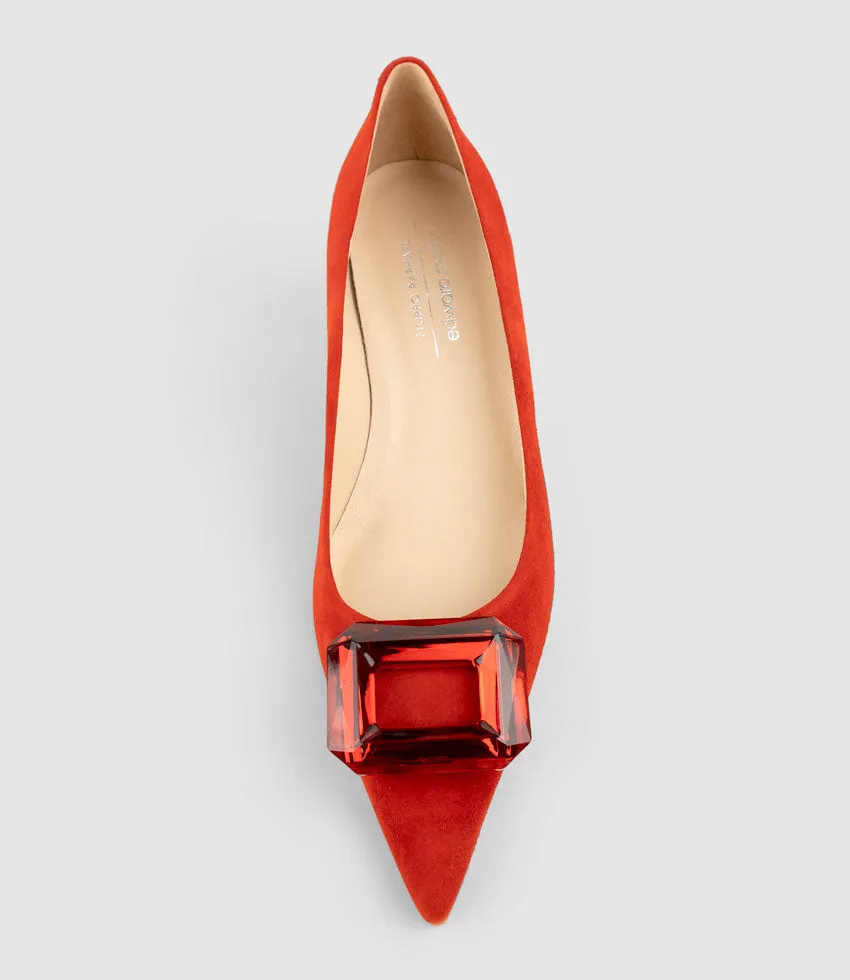 ARTIFICE60 Pump with Crystal Ornament in Red Suede