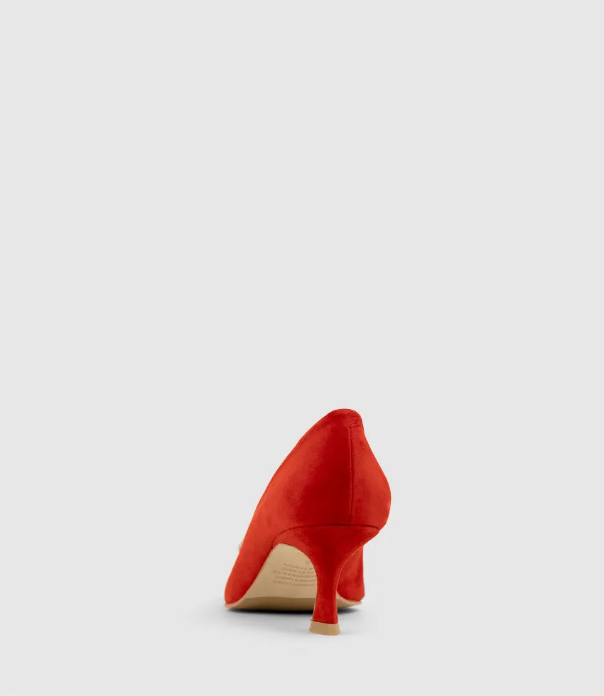 ARTIFICE60 Pump with Crystal Ornament in Red Suede