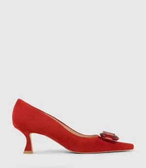 ARTIFICE60 Pump with Crystal Ornament in Red Suede