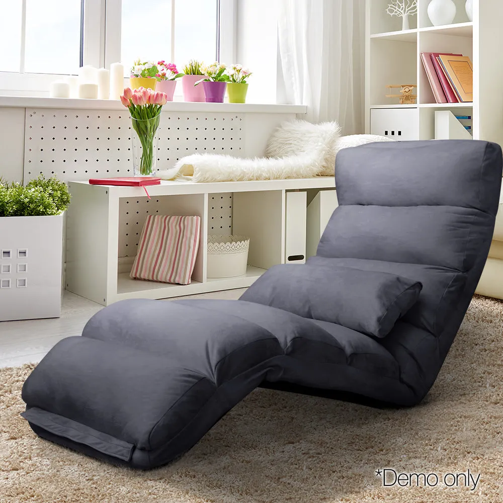 Artiss Lounge Sofa Floor Recliner Couch Folding Chair Fabric Futon Charcoal