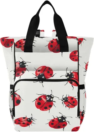 Baby Diaper Bag Backpack Ladybug Cute Pattern Red Large Tote Baby Bag for Boys, Girls, Waterproof Multi Function Diaper Backpack, Travel Essentials for Moms