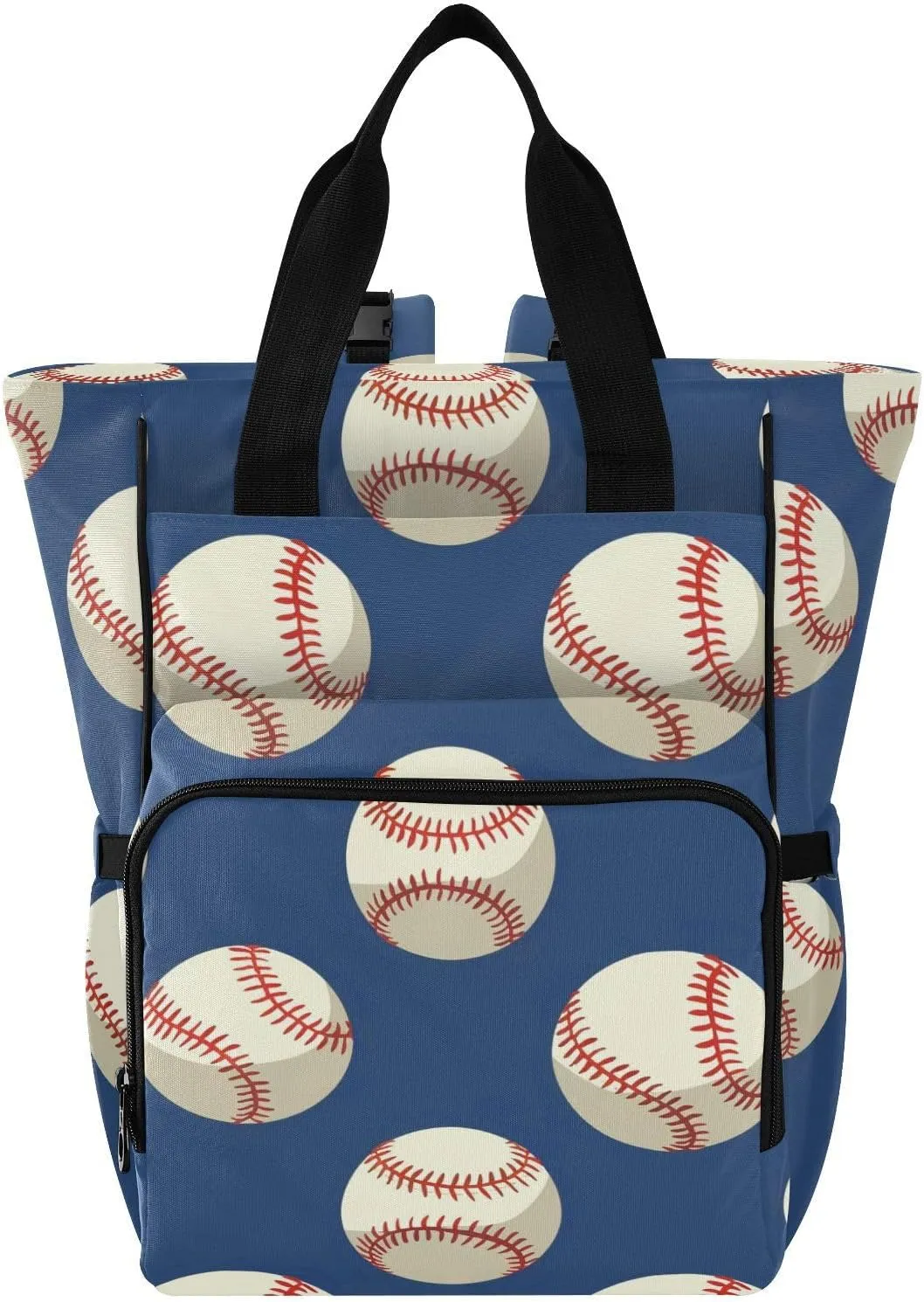 Baby Diaper Bag Backpack White Red Baseball Navy Large Tote Baby Bag for Boys, Girls, Waterproof Multi Function Diaper Backpack, Travel Essentials for Moms