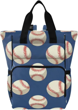 Baby Diaper Bag Backpack White Red Baseball Navy Large Tote Baby Bag for Boys, Girls, Waterproof Multi Function Diaper Backpack, Travel Essentials for Moms