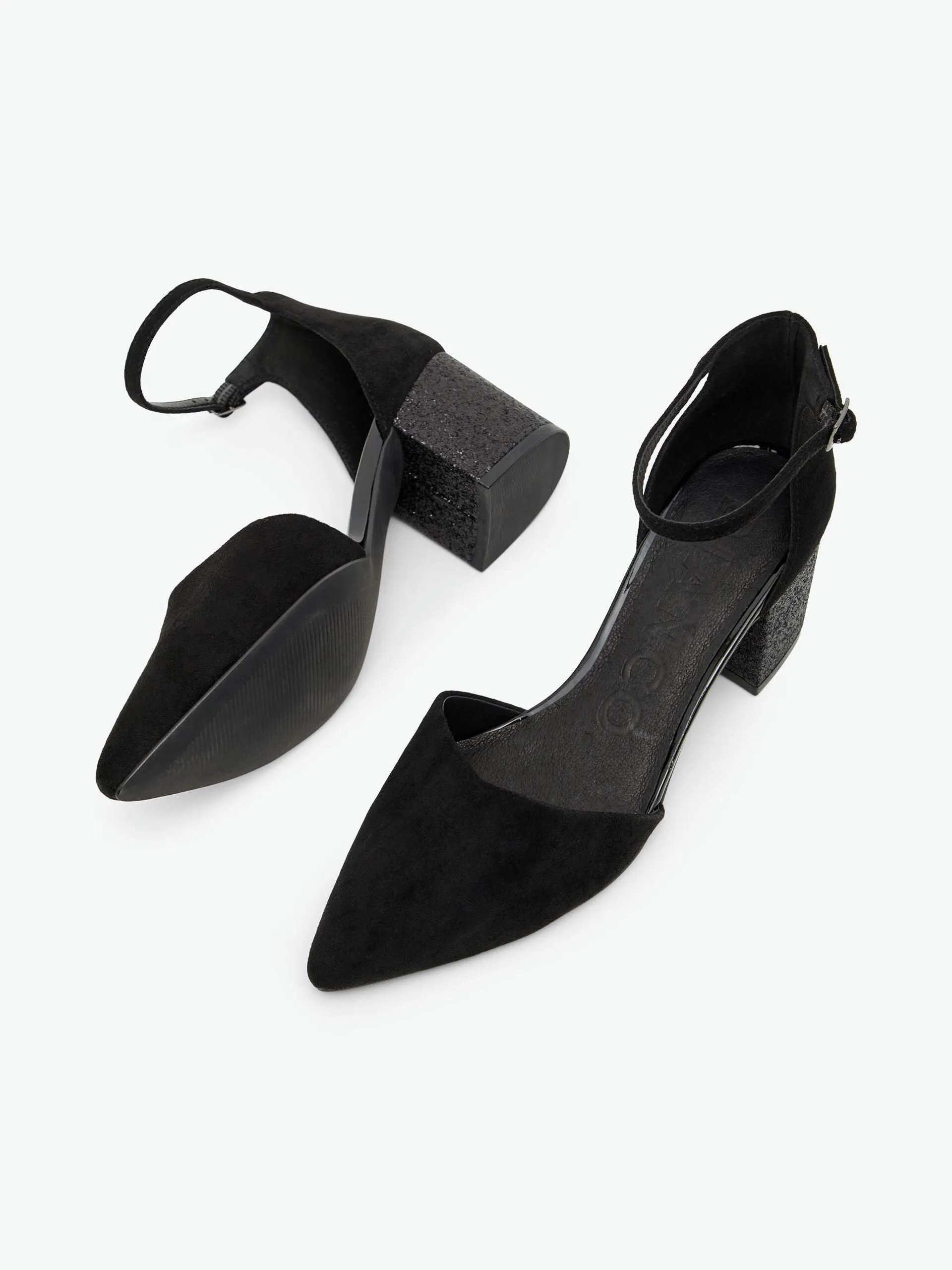 Biadevived Pump Micro Suede Glitter Heel - Black
