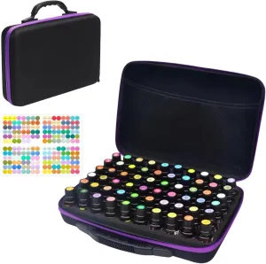 BLIRITEL 60 Bottles EVA Essential Oils Organizer, Hard Shell Essential Oil Storage Carrying Case, Essential Oils Holder Traveling Bag with Foam Insert, Holds 5ml,10ml,15ml Essential Oils (Purple)