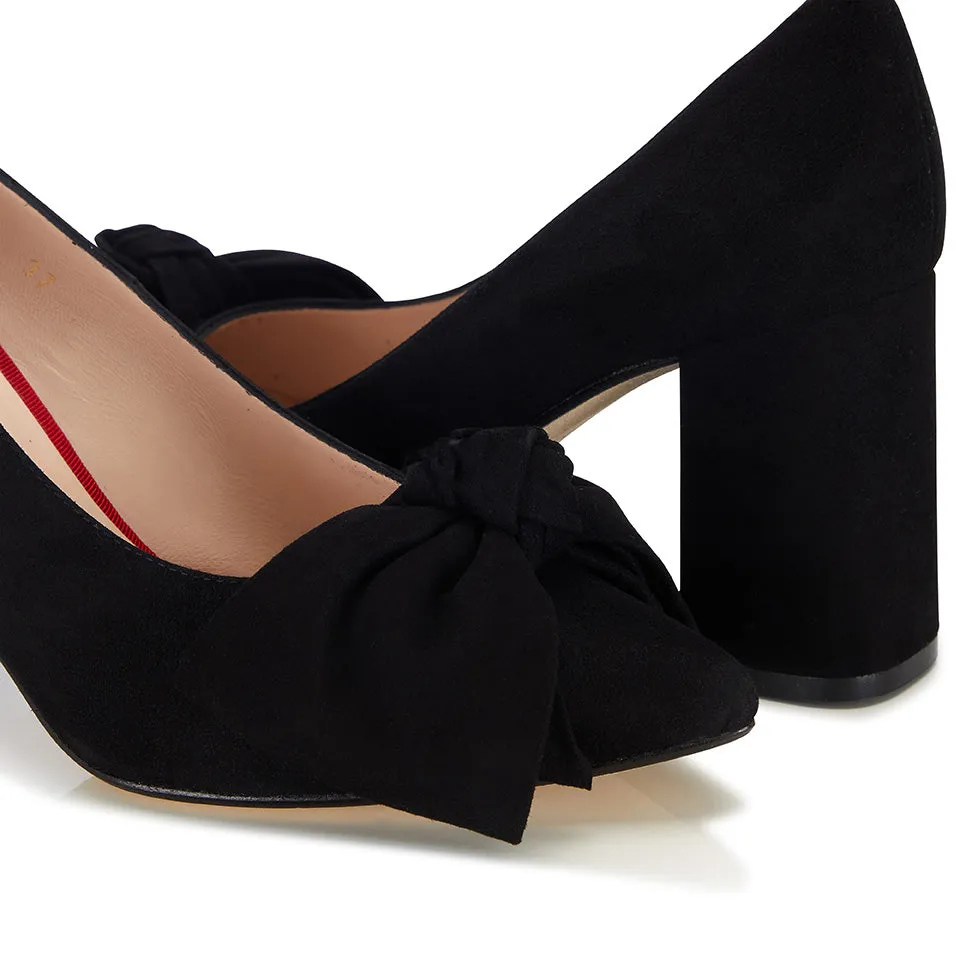 Bow Pump - Black Suede