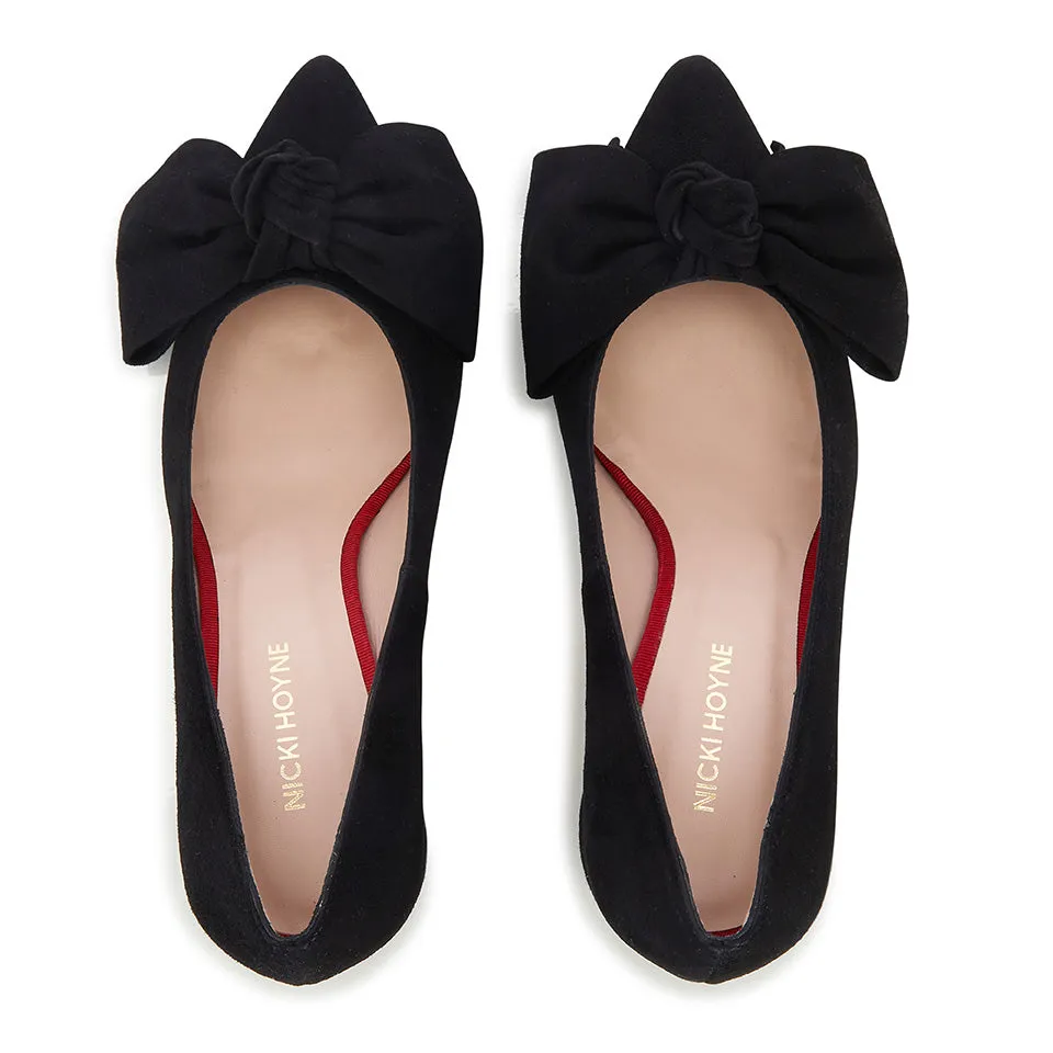 Bow Pump - Black Suede