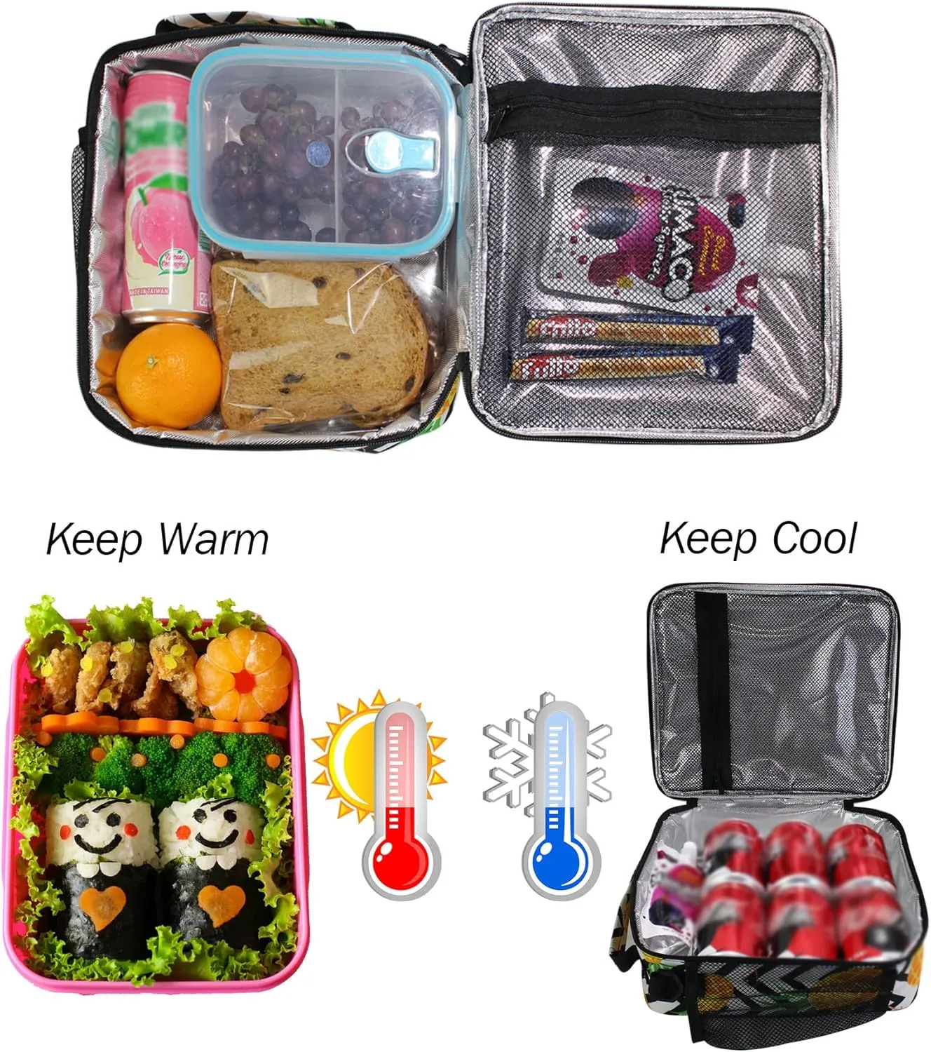 Boys Dinosaur Lunch Box 3D Insulated Lunch Bag Prep Kids Cooler Blue Tote Freezable Shoulder Strap Waterproof Picnic Meal for School Office