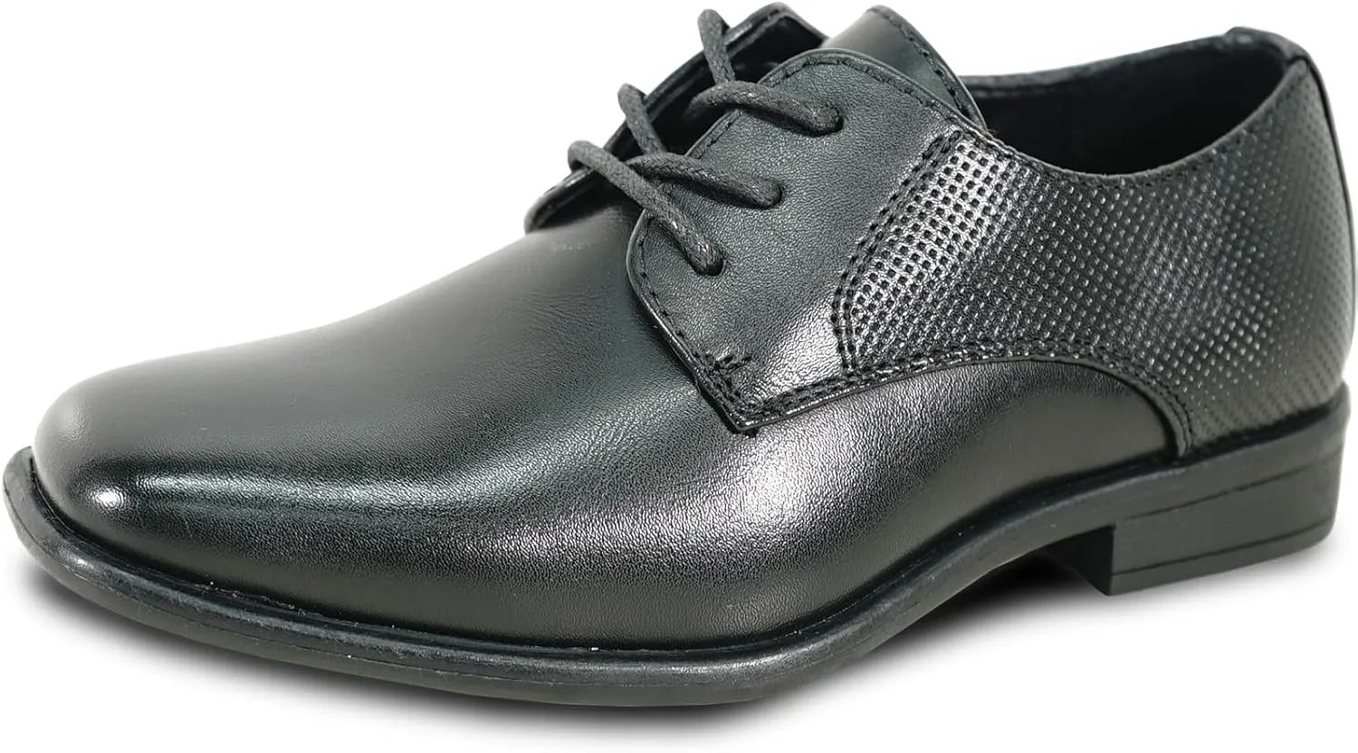 bravo! Boy Dress Shoe King Lace-up Oxford Plain Toe or Cap Toe Leather Sock for School Uniform Formal Event Size from Toddler to Youth Black Brown Cognac