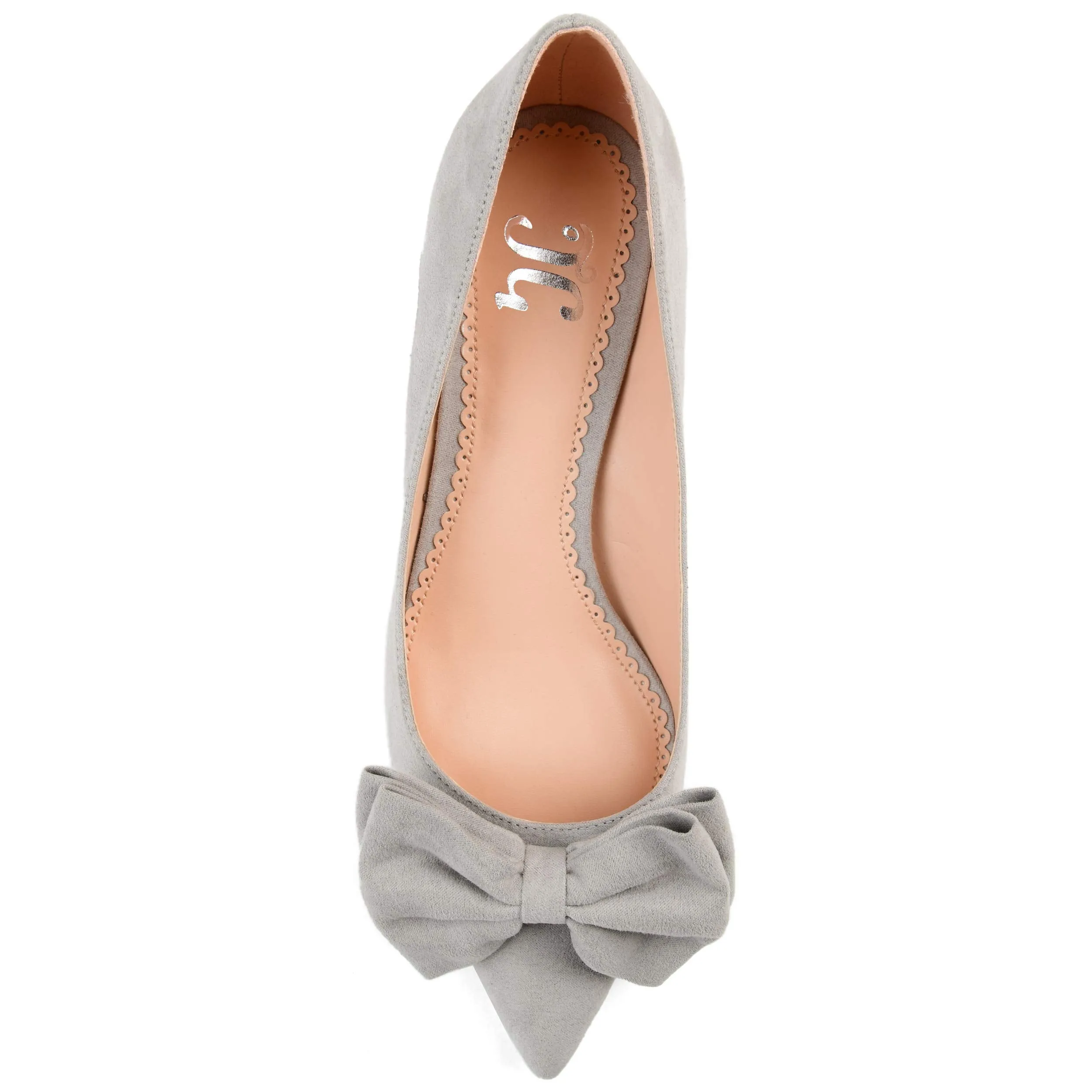 Brinley Co. Womens Pointed Toe Bow Pump Grey, 8.5 Regular US