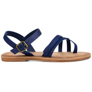 Brinley Co. Womens Strappy Ankle Wrap Sandal Blue, 7.5 Regular US