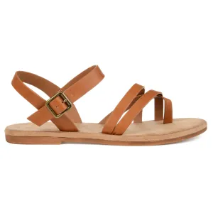 Brinley Co. Womens Strappy Ankle Wrap Sandal Tan, 5.5 Regular US