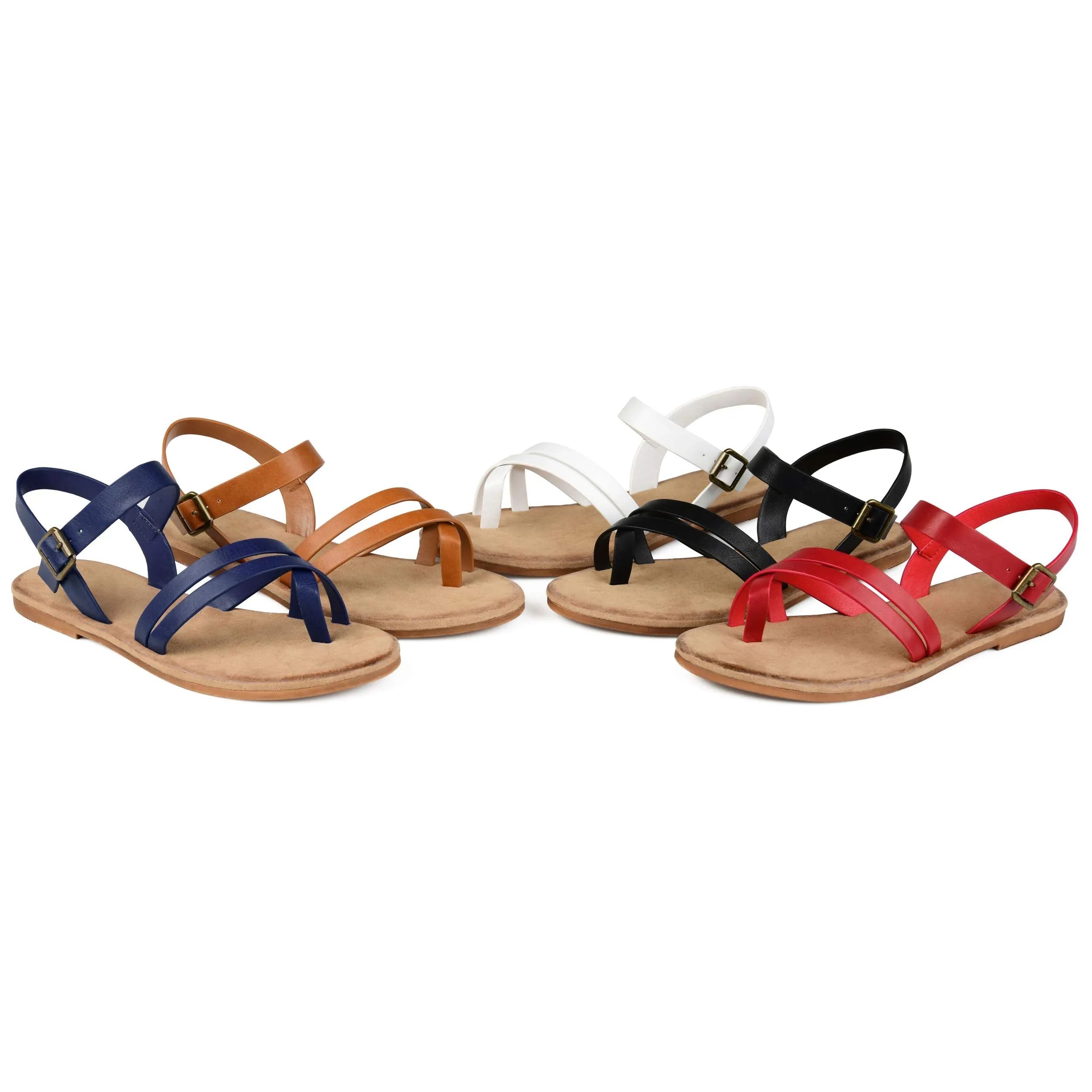 Brinley Co. Womens Strappy Ankle Wrap Sandal Tan, 5.5 Regular US