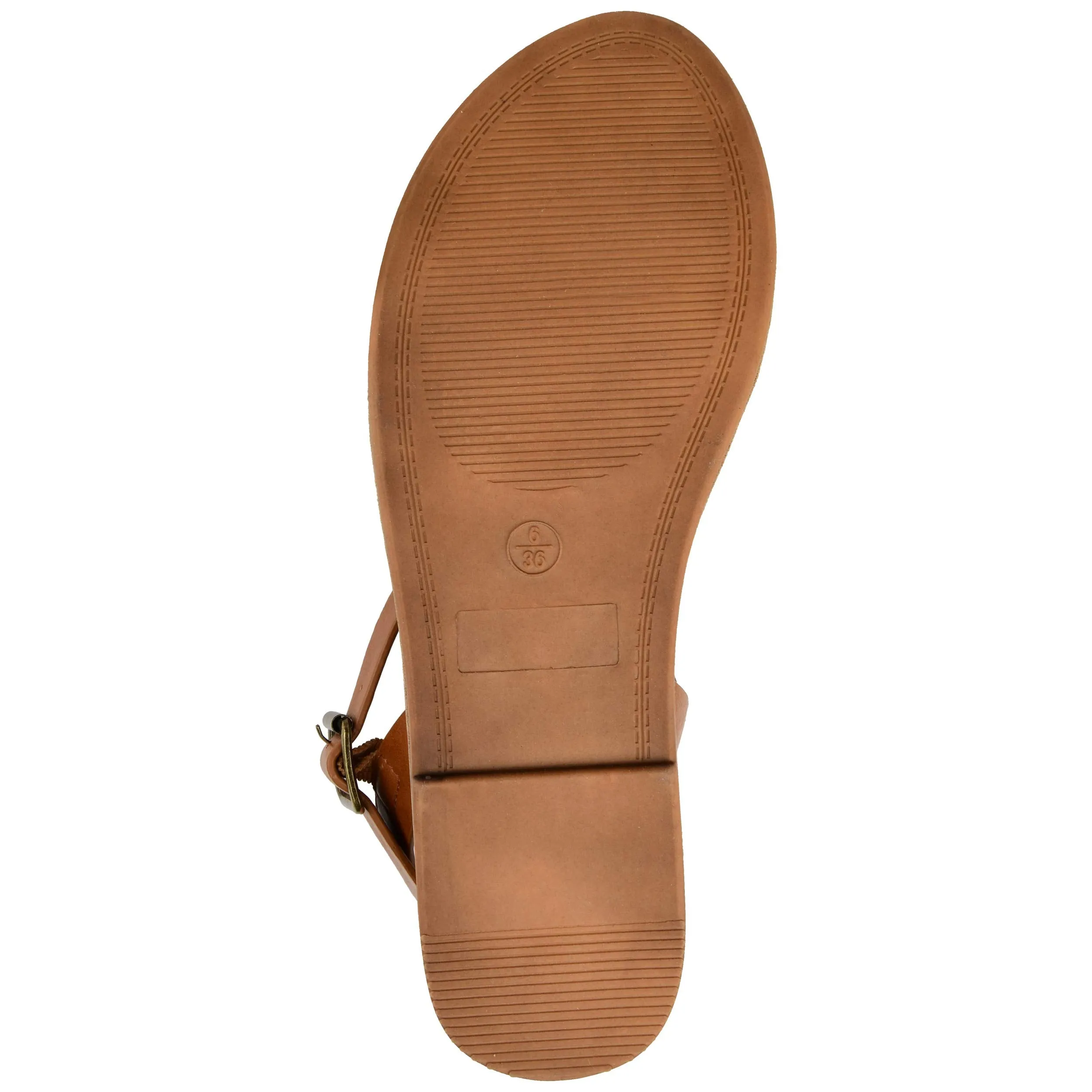 Brinley Co. Womens Strappy Ankle Wrap Sandal Tan, 5.5 Regular US