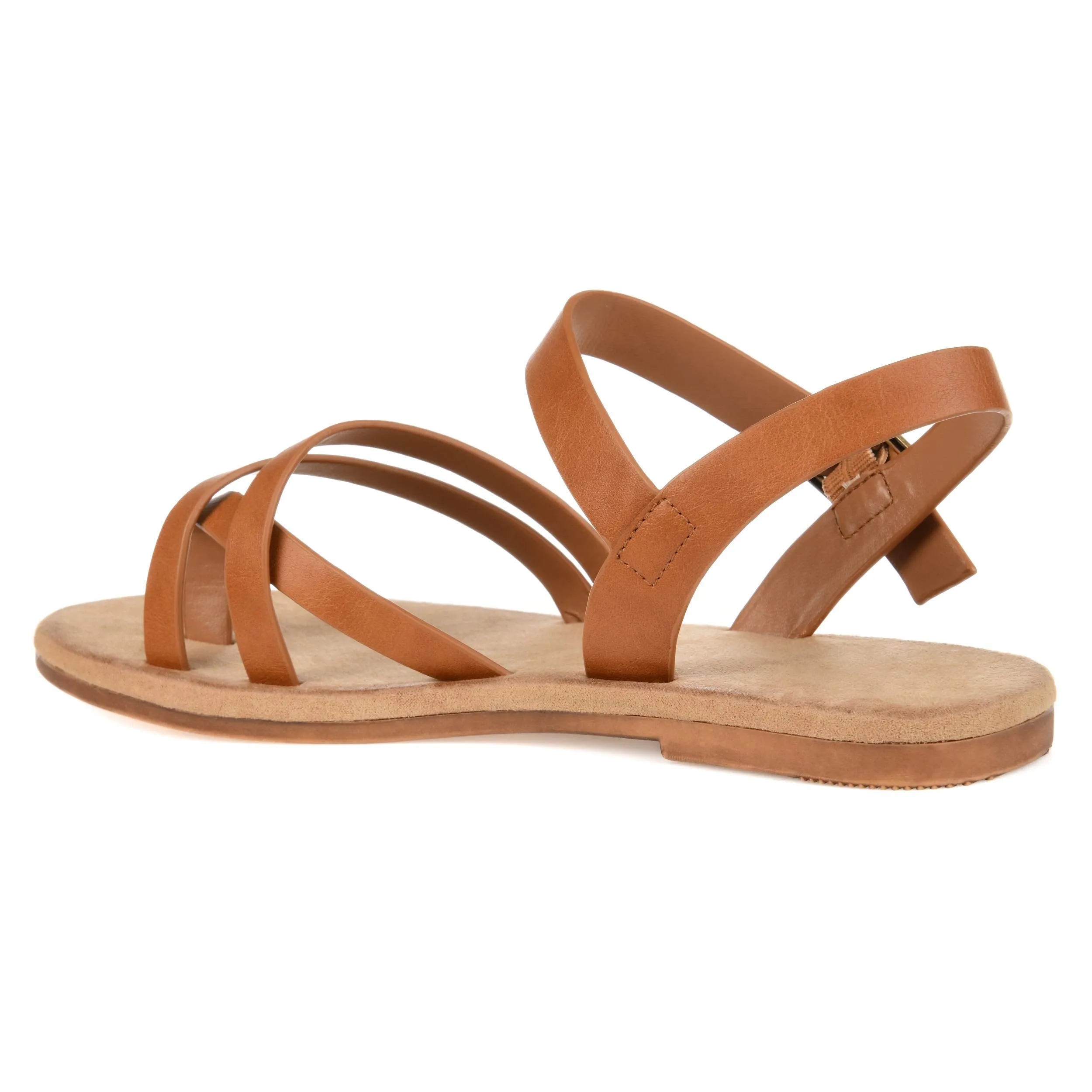 Brinley Co. Womens Strappy Ankle Wrap Sandal Tan, 5.5 Regular US