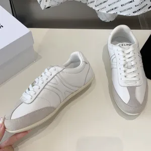CALFSKIN IN SUEDE LOW Summer clearance OPTIC WHITE/GREY JOGGER LACE-UP & SNEAKER Celine Chic CALFSKIN