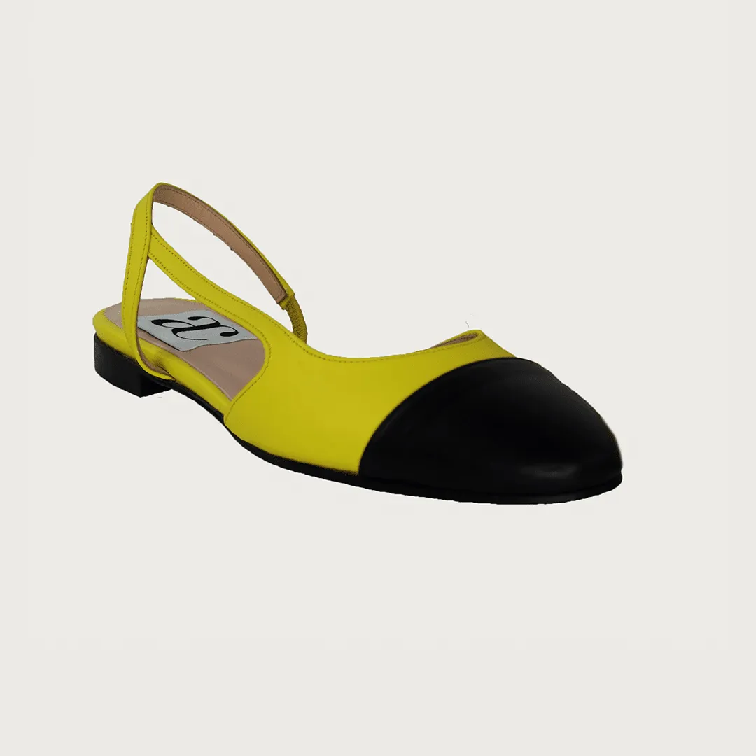 Chloe 10 Slingback Canary Yellow-Black Leather