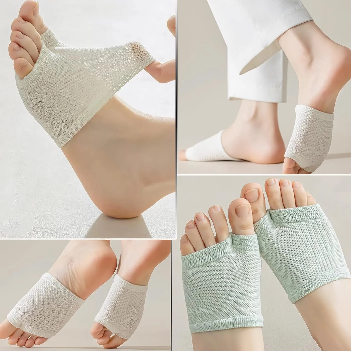 CHUNFO Womens No Show Socks Half Palm Toe Topper Liner NonSlip Seamless Loafer Heel Sock Cotton Size 5-11 5 & More Pairs