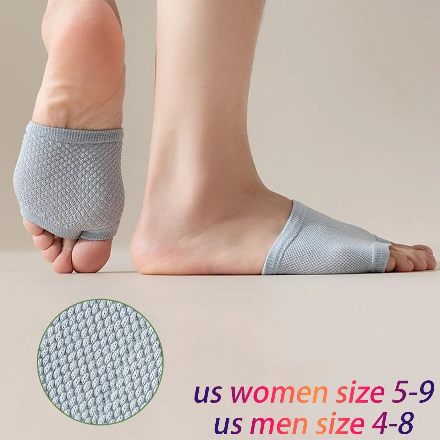 CHUNFO Womens No Show Socks Half Palm Toe Topper Liner NonSlip Seamless Loafer Heel Sock Cotton Size 5-11 5 & More Pairs