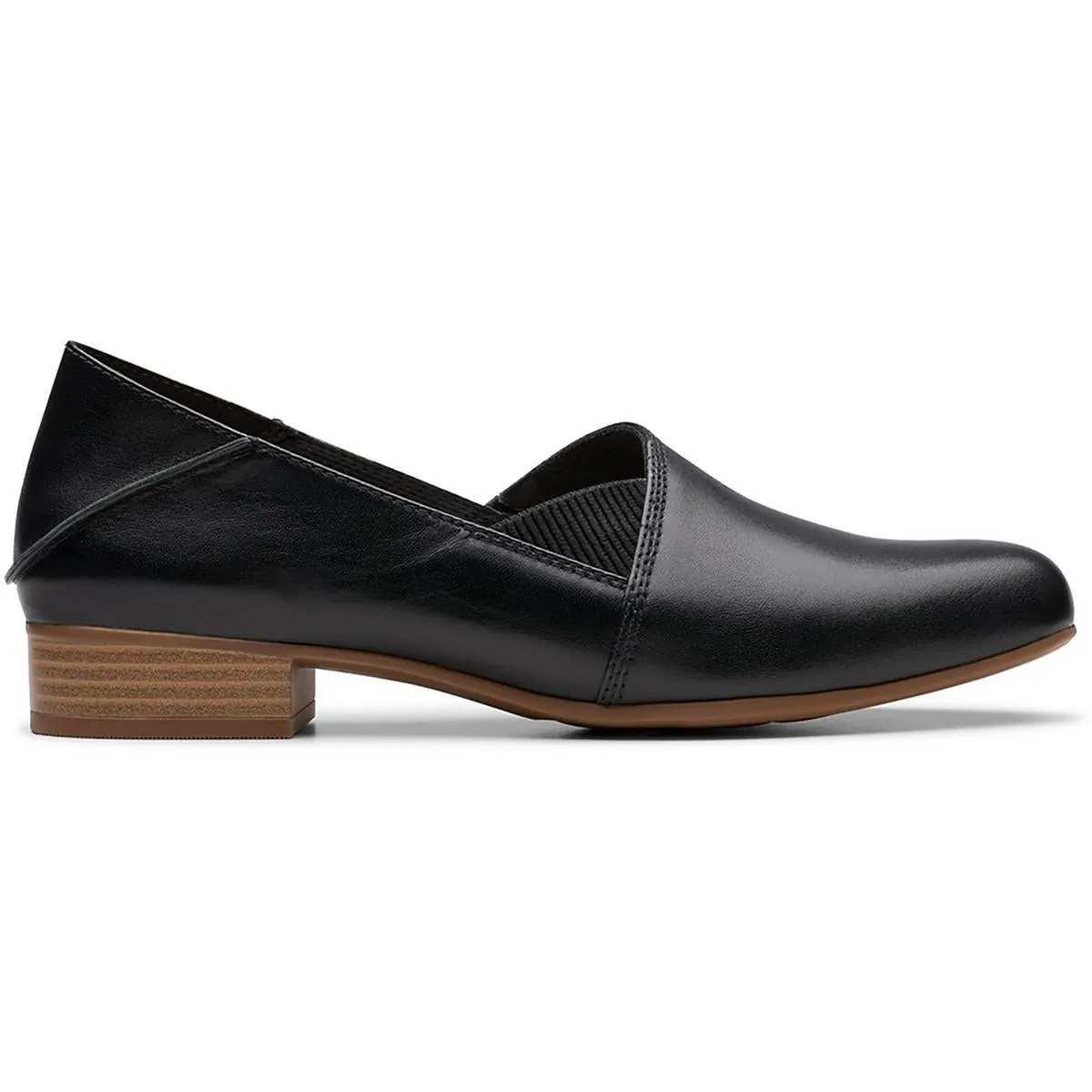 Clarks Womens Juliet Trim Leather Block Heel Loafer Heels