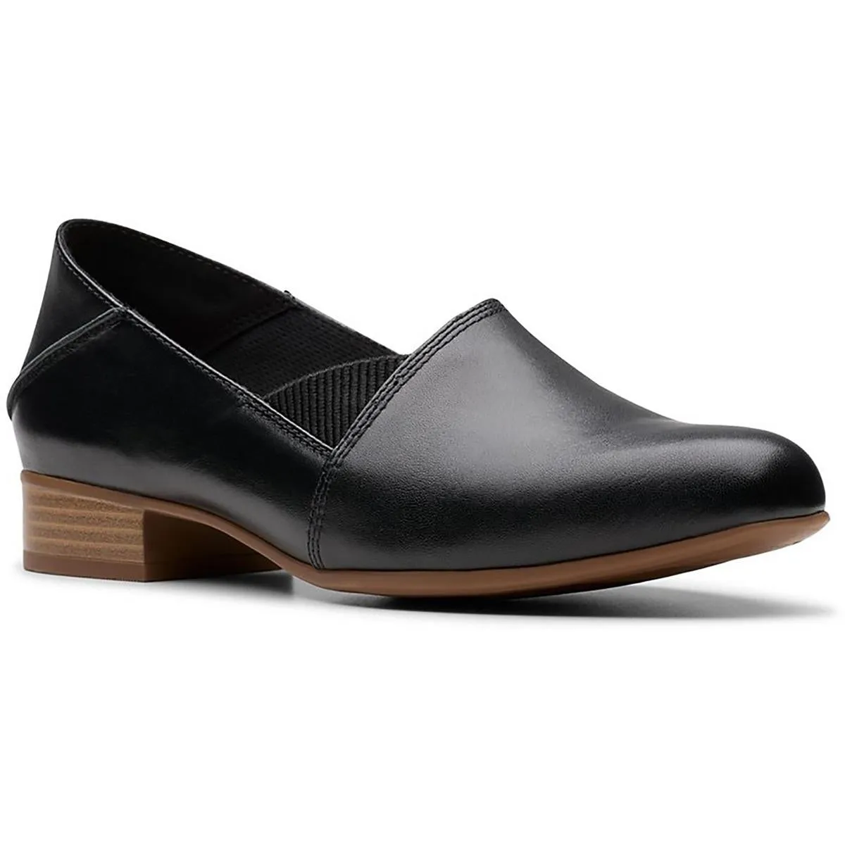 Clarks Womens Juliet Trim Leather Block Heel Loafer Heels
