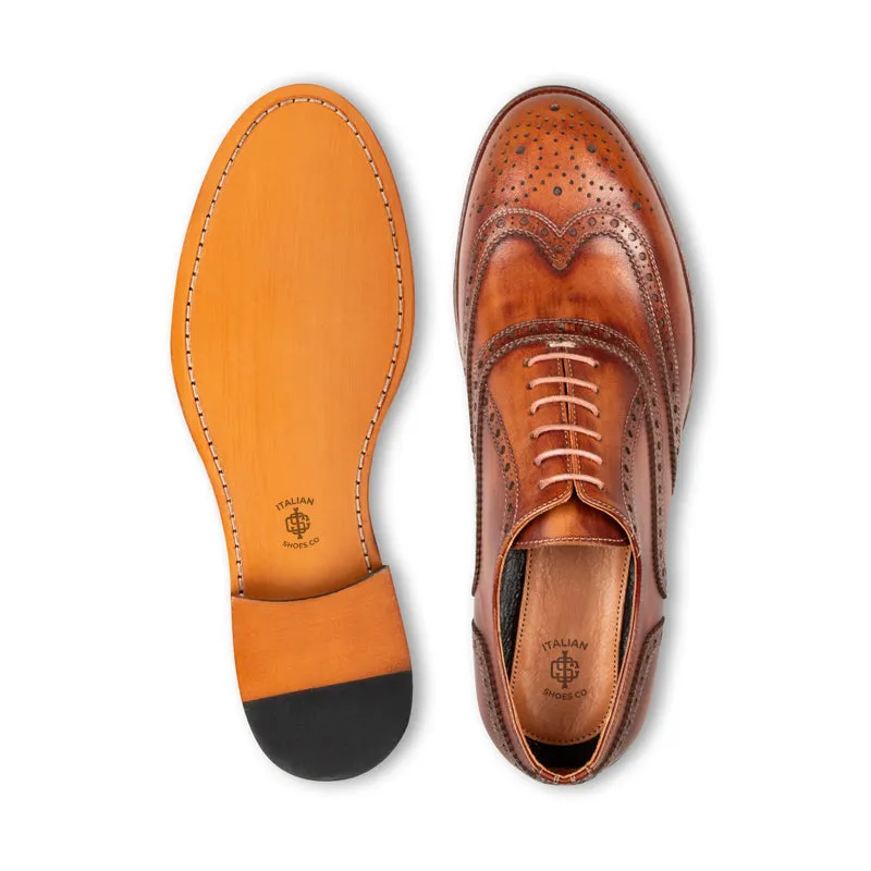 Classic Design Wingtip Pure Leather Oxford Shoes