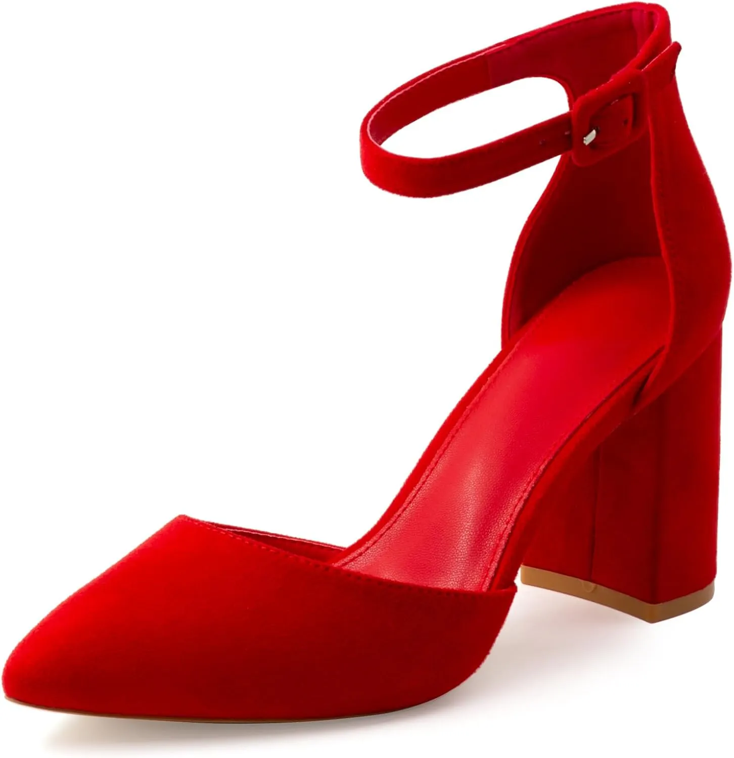 Closed Toe Heels Pumps Women High Block Chunky Heeled Pointed Toed Ankle Strap Pump Shoes Office Wedding Casual Dance Glitter Pumps Shoes for Lady Size 6-10