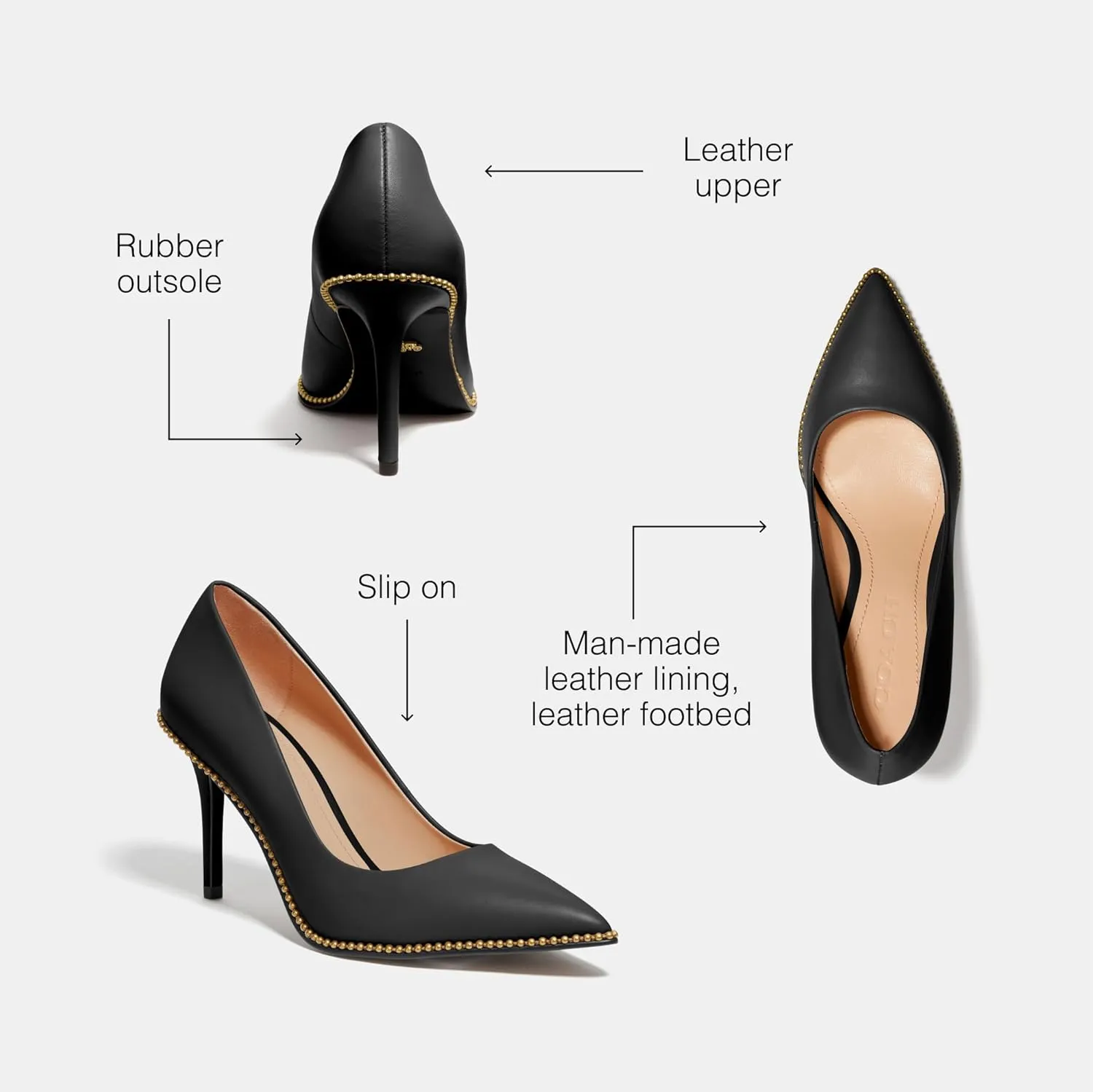 Coach Women's Waverly Pump, Black Leather, 6