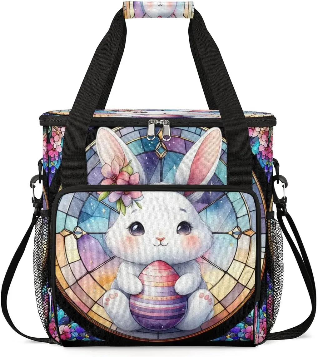 Coffee Maker Carring Bag Bunny Easter Cute Travel Carrying Storage Tote Bag Compatible with Keurig K-Mini or K-Mini Plus Portable Single Serve Coffee Brewer Case with Pockets for K-cup Pods