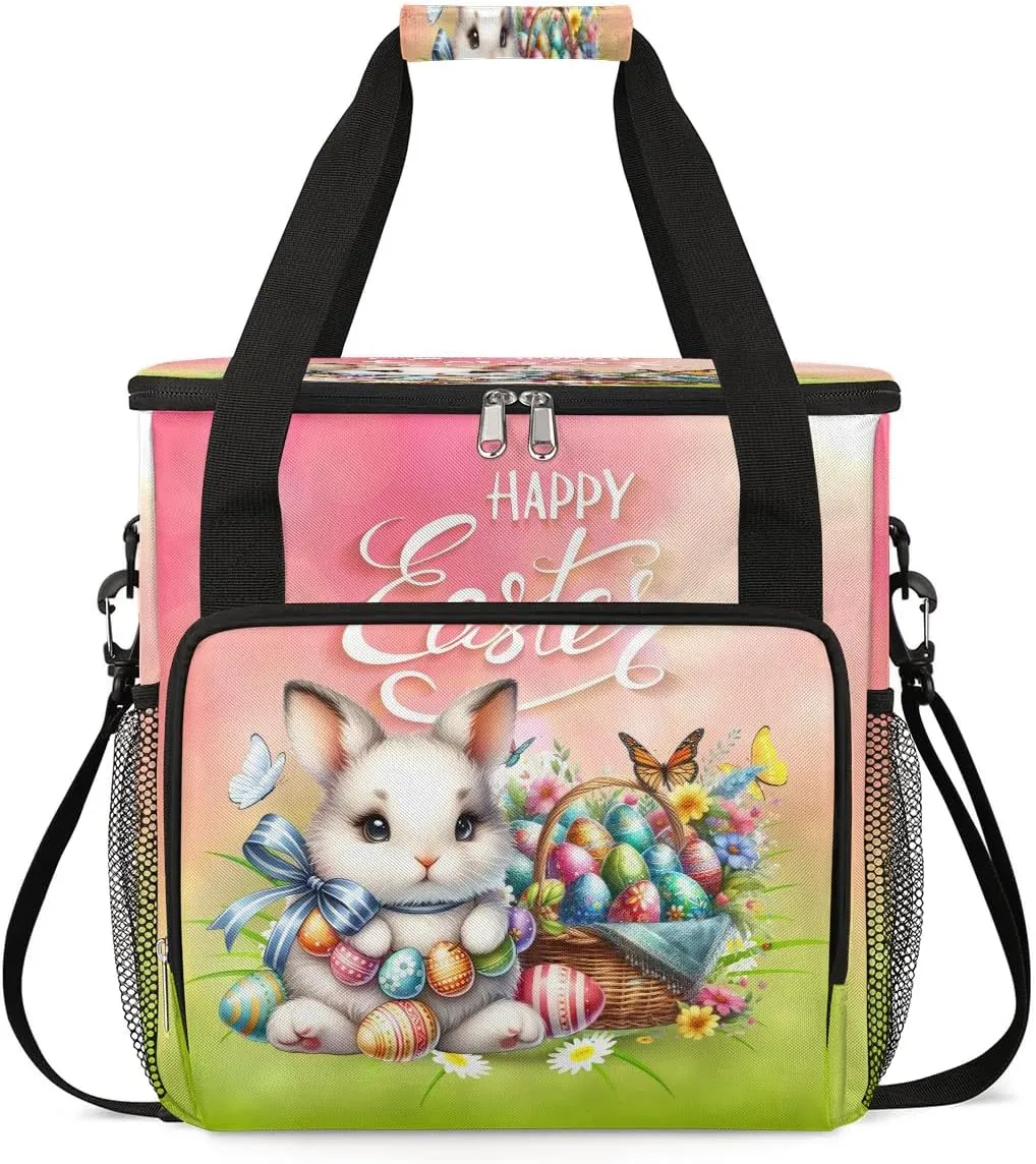 Coffee Maker Carring Bag Bunny Easter Holiday Travel Carrying Storage Tote Bag Compatible with Keurig K-Mini or K-Mini Plus Portable Single Serve Coffee Brewer Case with Pockets for K-cup Pods